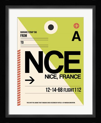 Framed NCE Nice Luggage Tag 2 Print