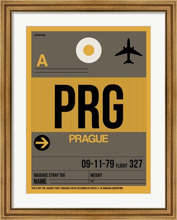 Framed PRG Prague Luggage Tag 1 Print