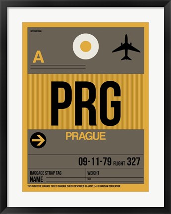 Framed PRG Prague Luggage Tag 1 Print
