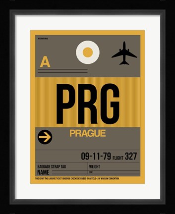 Framed PRG Prague Luggage Tag 1 Print