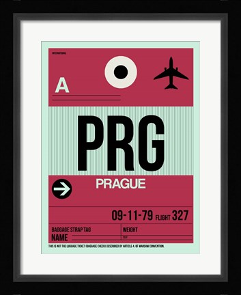 Framed PRG Prague Luggage Tag 2 Print