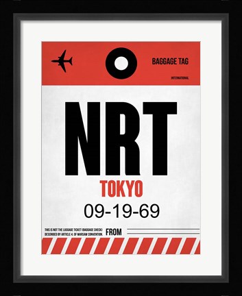 Framed NRT Tokyo Luggage Tag 1 Print