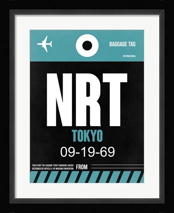 Framed NRT Tokyo Luggage Tag 2 Print
