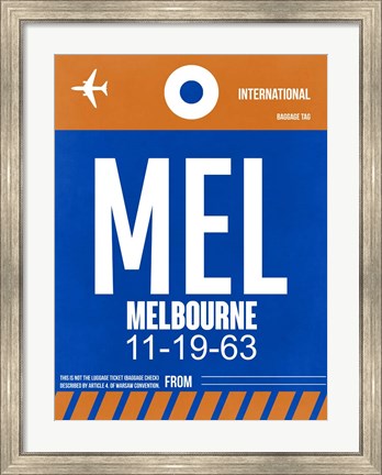 Framed MEL Melbourne Luggage Tag 2 Print