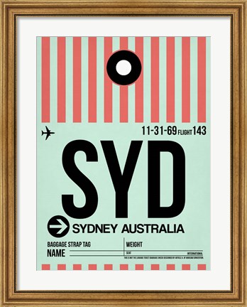 Framed SYD Sydney Luggage Tag 1 Print