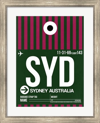Framed SYD Sydney Luggage Tag 2 Print
