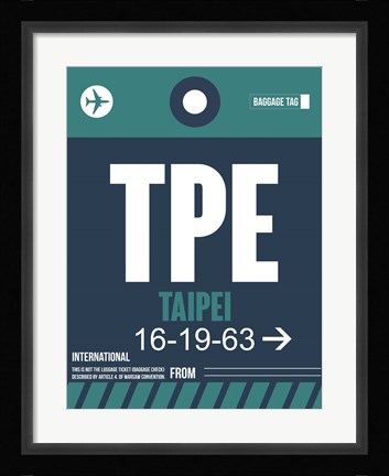 Framed TPE Taipei Luggage Tag 1 Print