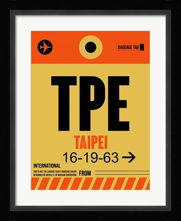 Framed TPE Taipei Luggage Tag 2 Print