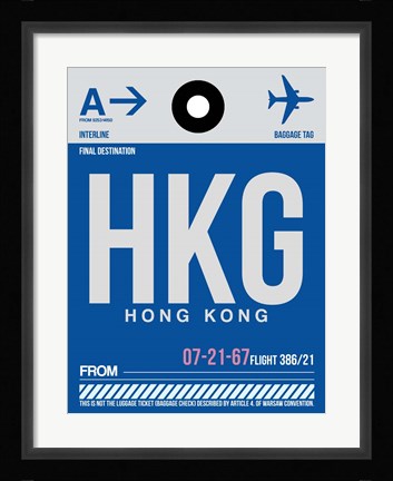 Framed HKG Hog Kong Luggage Tag 1 Print