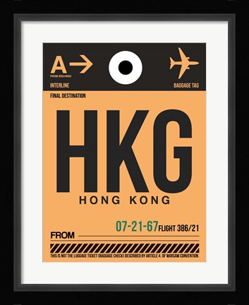 Framed HKG Hog Kong Luggage Tag 2 Print