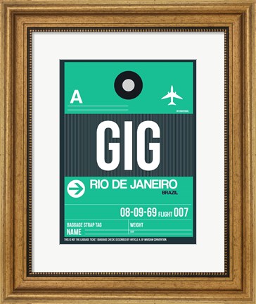 Framed GIG Rio De Janeiro Luggage Tag 1 Print