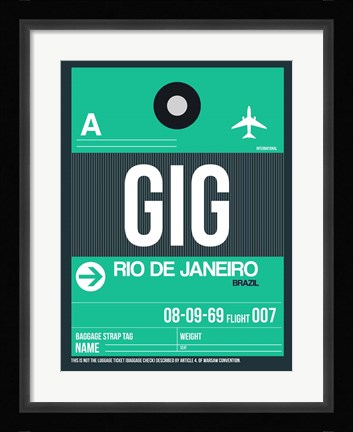 Framed GIG Rio De Janeiro Luggage Tag 1 Print