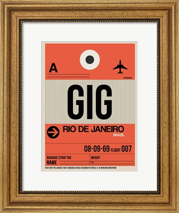 Framed GIG Rio De Janeiro Luggage Tag 2 Print