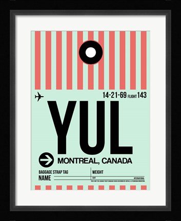 Framed YUL Montreal Luggage Tag 2 Print