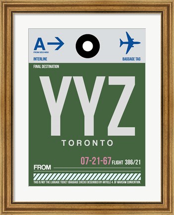 Framed YYZ Toronto Luggage Tag 1 Print