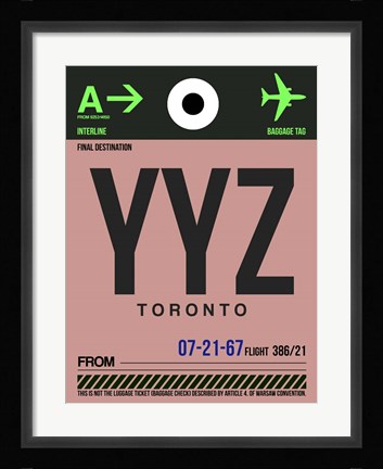 Framed YYZ Toronto Luggage Tag 2 Print