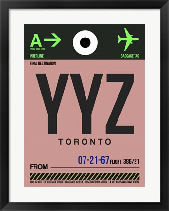Framed YYZ Toronto Luggage Tag 2 Print