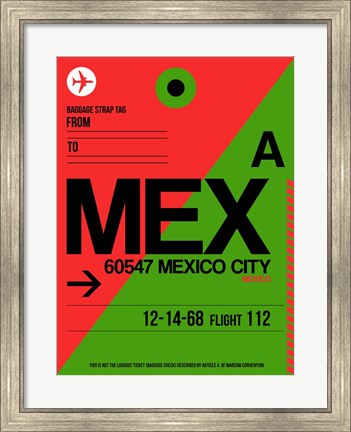 Framed MEX Mexico City Luggage Tag 2 Print