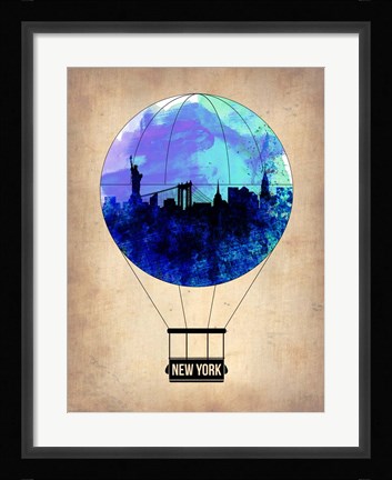 Framed New York Blue Air Balloon Print