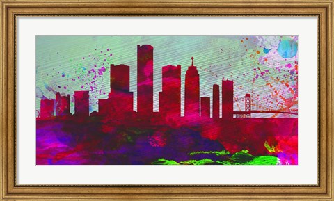 Framed Detroit City Skyline Print