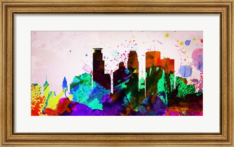 Framed Minneapolis City Skyline Print