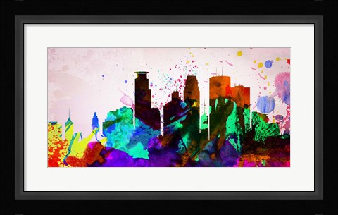 Framed Minneapolis City Skyline Print