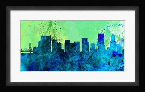 Framed Portland City Skyline Print
