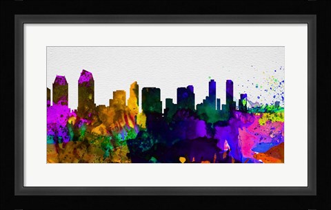 Framed San Diego City Skyline Print