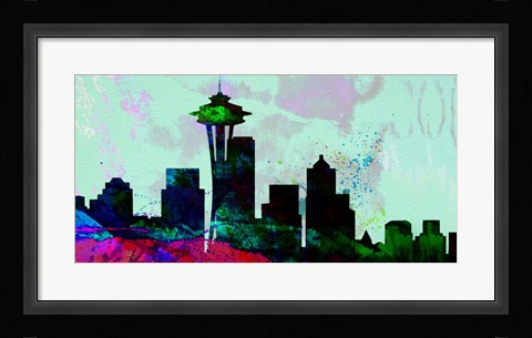 Framed Seattle City Skyline Print