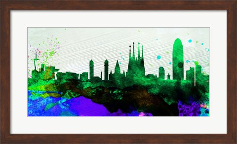 Framed Barcelona City Skyline Print