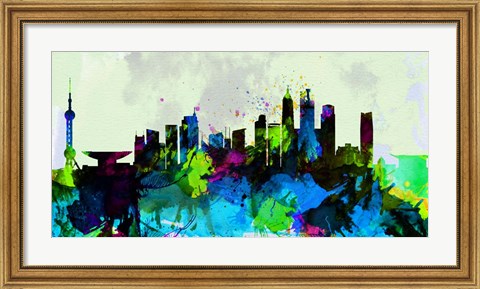 Framed Shanghai City Skyline Print