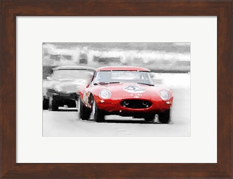 Framed Jaguar E-Type Racing Print