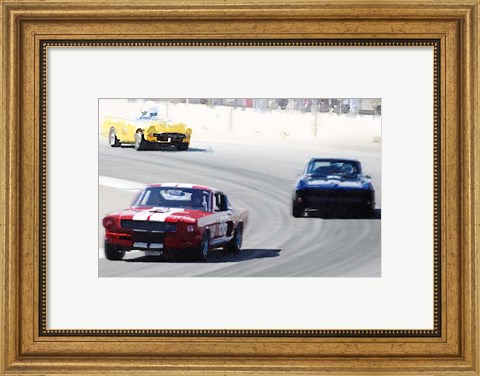 Framed Mustang and Corvette Racing Print