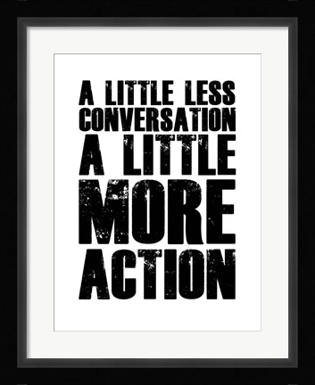 Framed Little More Action White Print