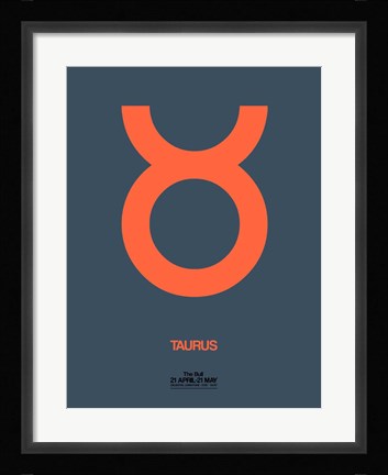 Framed Taurus Zodiac Sign Orange Print