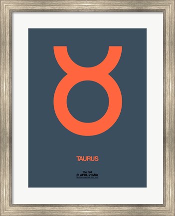 Framed Taurus Zodiac Sign Orange Print