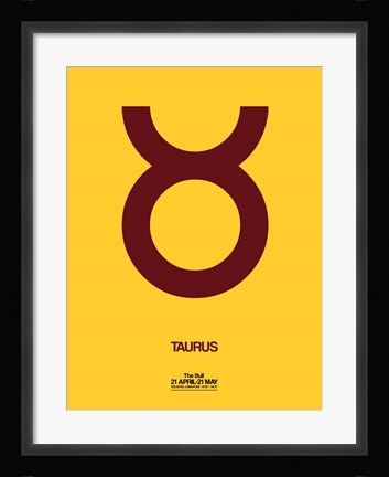 Framed Taurus Zodiac Sign Brown Print