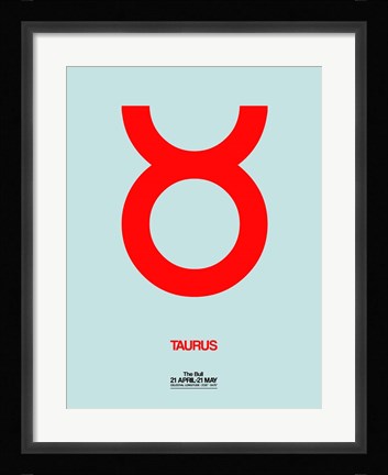 Framed Taurus Zodiac Sign Red Print