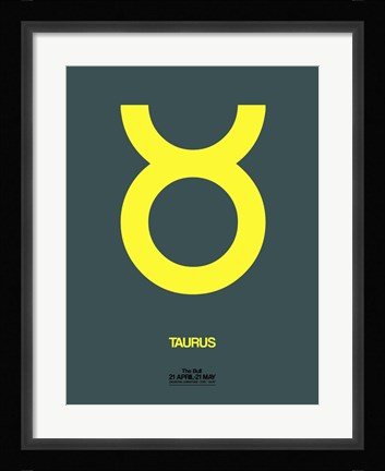 Framed Taurus Zodiac Sign Yellow Print