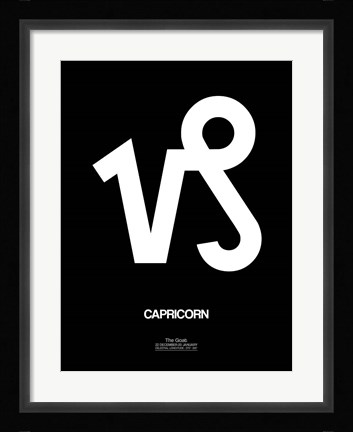 Framed Capricorn Zodiac Sign White Print