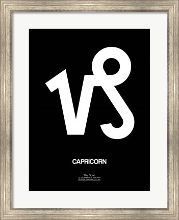 Framed Capricorn Zodiac Sign White Print