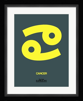Framed Cancer Zodiac Sign Yellow Print