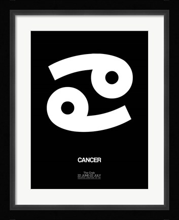 Framed Cancer Zodiac Sign White Print