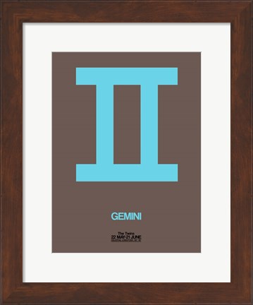 Framed Gemini Zodiac Sign Blue Print