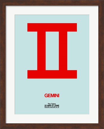 Framed Gemini Zodiac Sign Red Print
