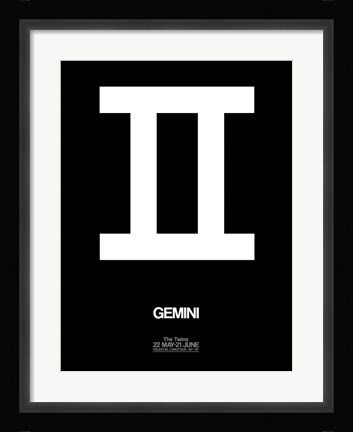 Framed Gemini Zodiac Sign White Print
