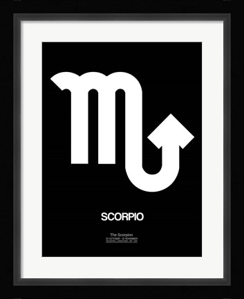 Framed Scorpio Zodiac Sign White Print