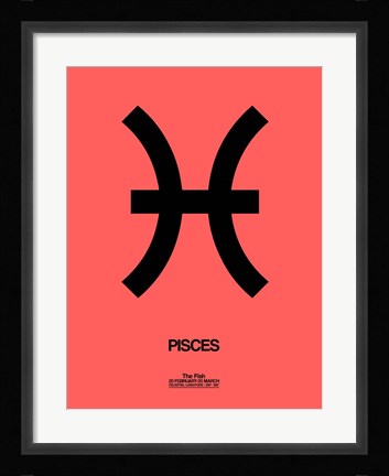 Framed Pisces Zodiac Sign Black Print