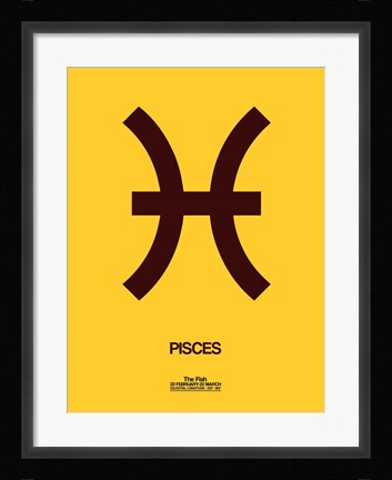 Framed Pisces Zodiac Sign Brown Print