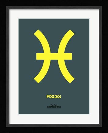 Framed Pisces Zodiac Sign Yellow Print